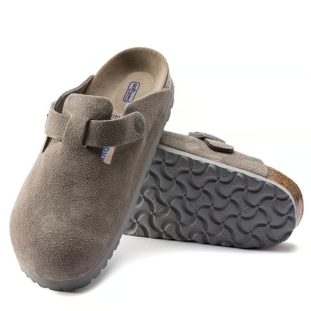 New. BIRKENSTOCK Boston suede Stone Coin
